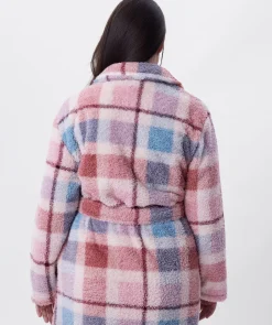 Azlin Long Gown-Print Check / Dusty Pink