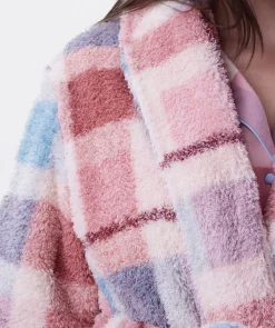 Azlin Long Gown-Print Check / Dusty Pink