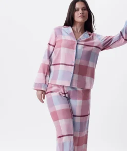 Azlin Long Sleeve Shirt-Print Check / Dusty Pink