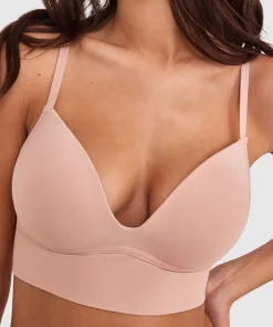 Base Layers Long Line Push Up Bra - Nude