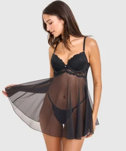 Bethany Essentials Push Up Babydoll - Black