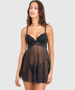 Bethany Essentials Push Up Babydoll - Black
