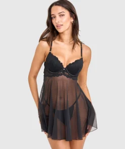 Bethany Essentials Push Up Babydoll - Black
