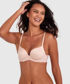 Body Bliss Lace Contour Plunge Bra - Blush Pink