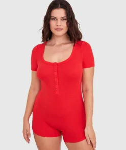 Body Bliss Romper-Light Red