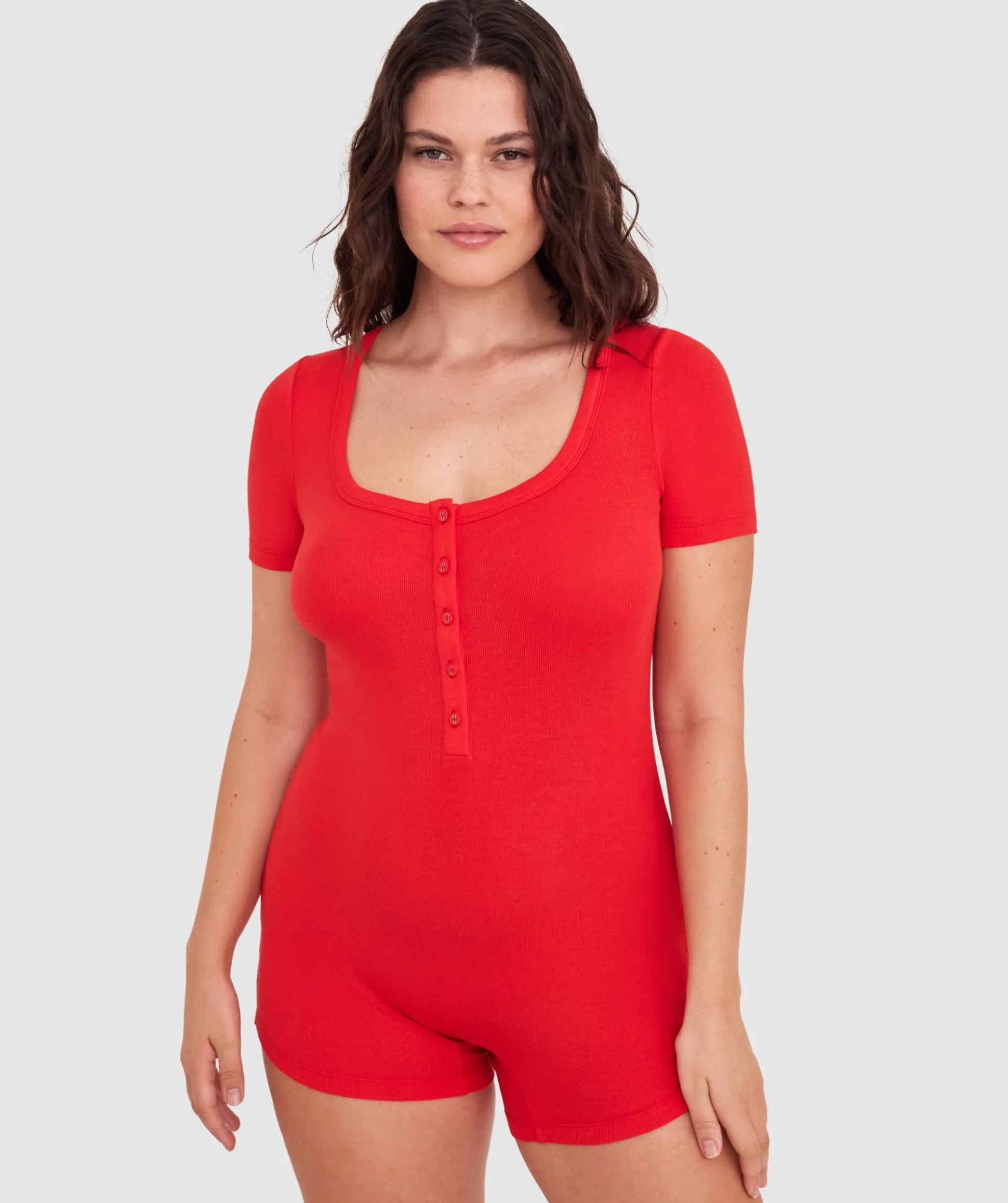 Body Bliss Romper-Light Red
