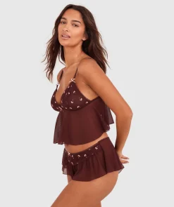 Budding Roses French Knicker - Dark Brown
