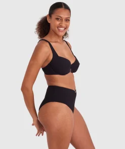 Cassie High Waist Bikini Bottom - Black