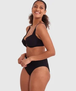 Cassie High Waist Bikini Bottom - Black