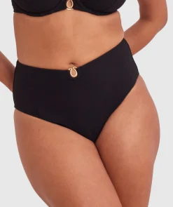 Cassie High Waist Bikini Bottom - Black