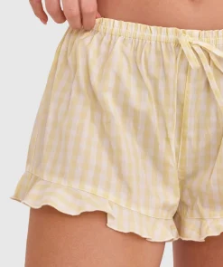 Dorothy Short-Print Check / Light Yellow