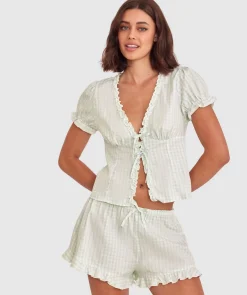 Dorothy Short Sleeve - Print Check/Light Green