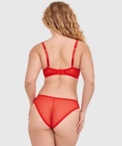 Dua High Leg Brazilian Knicker - Red