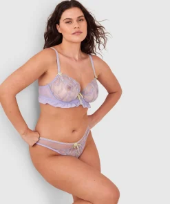 Enchanted Be My Bow High Leg Brazilian Knicker - Lavender