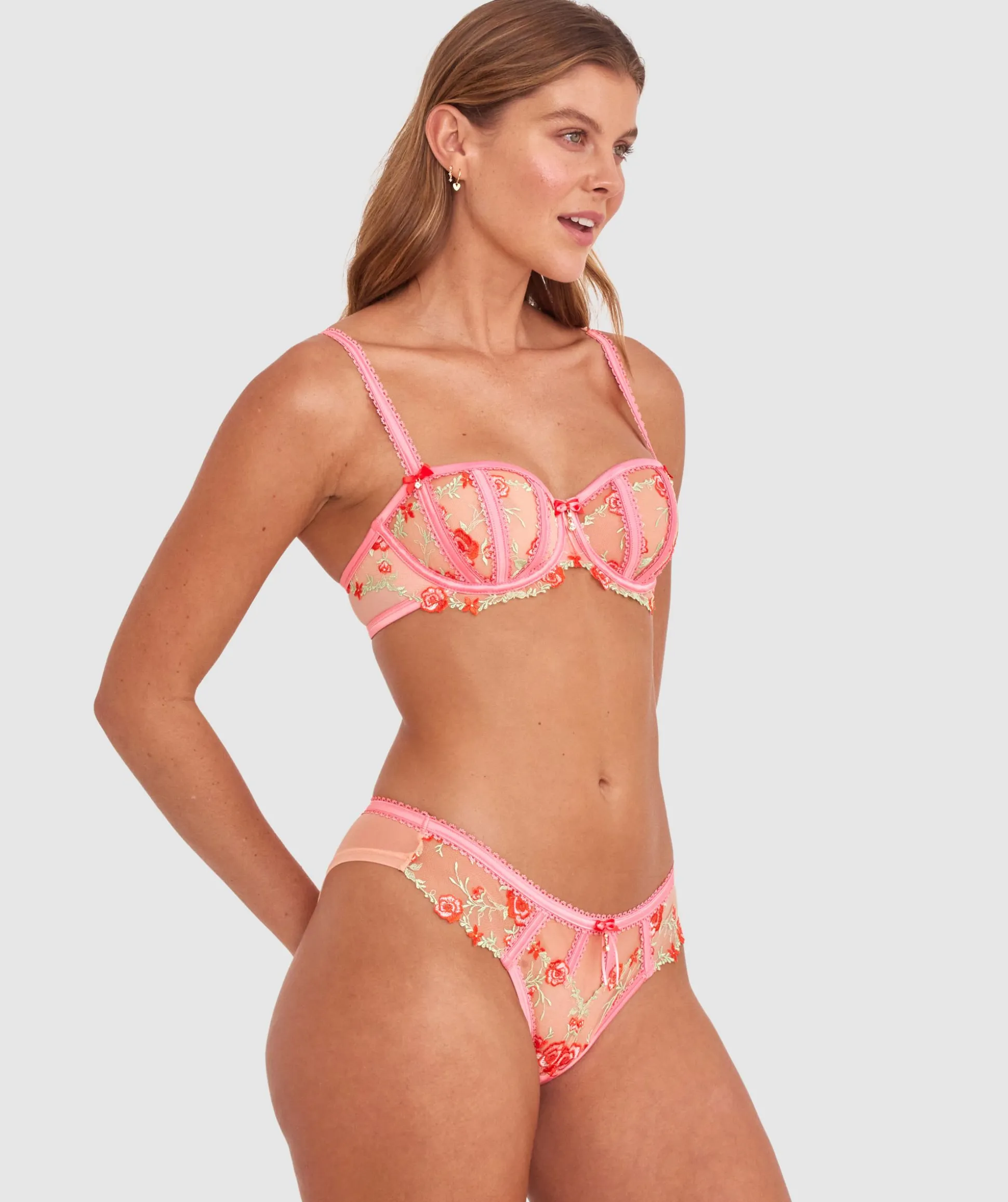 Enchanted Bernadette Balconette Bra - Light Pink/Multicolour