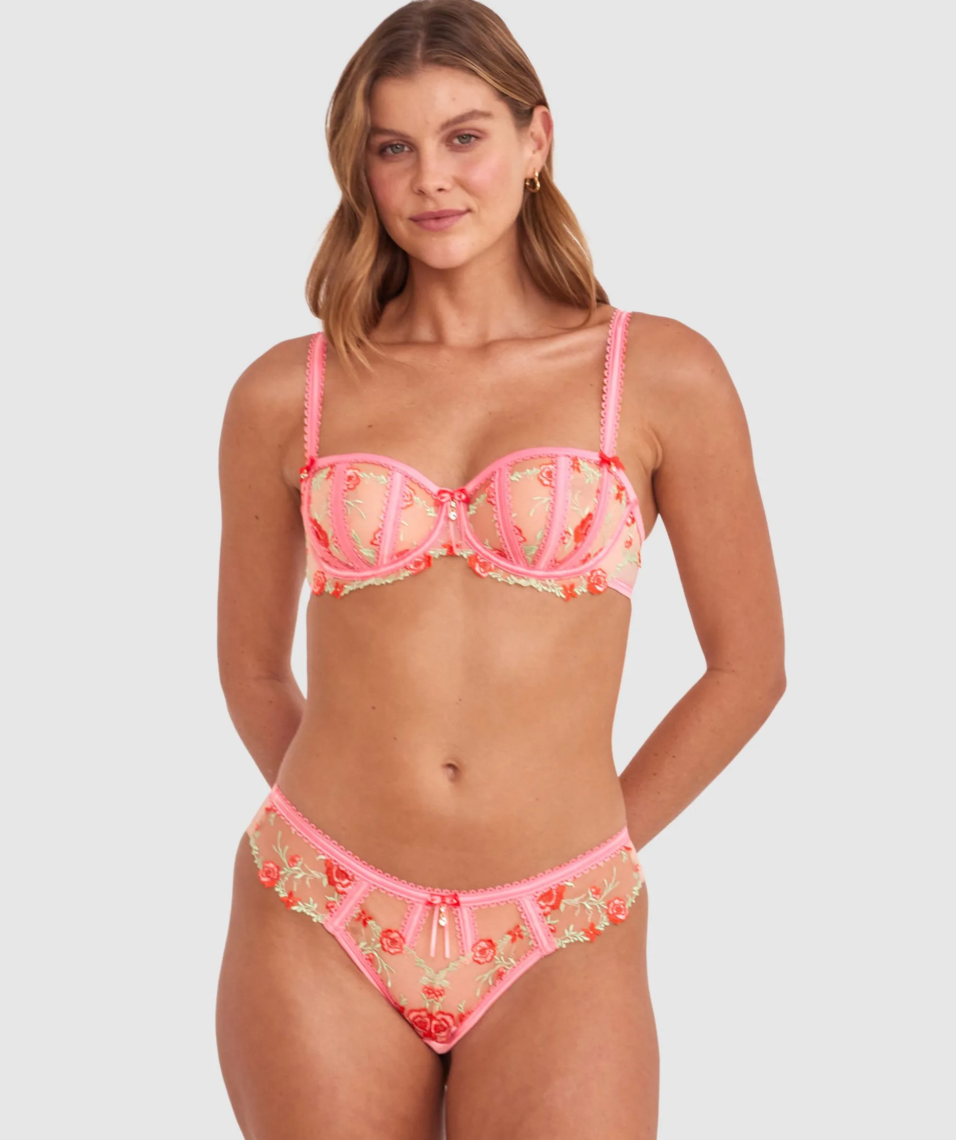 Enchanted Bernadette Balconette Bra - Light Pink/Multicolour
