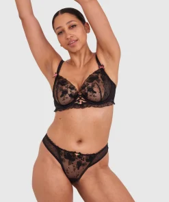 Enchanted Desdemona High Leg Brazilian Knicker - Black