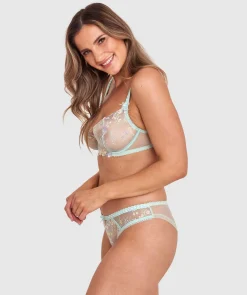 Enchanted Featherington High Leg Brazilian Knicker - Mint Green/Multicolour