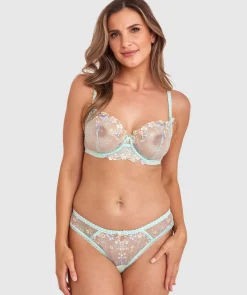 Enchanted Featherington High Leg Brazilian Knicker - Mint Green/Multicolour