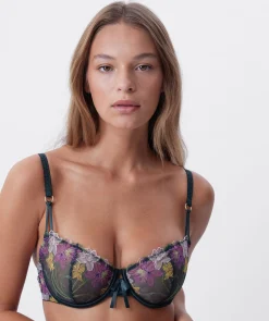 Enchanted Idle Bloom Balconette Bra - Dark Green