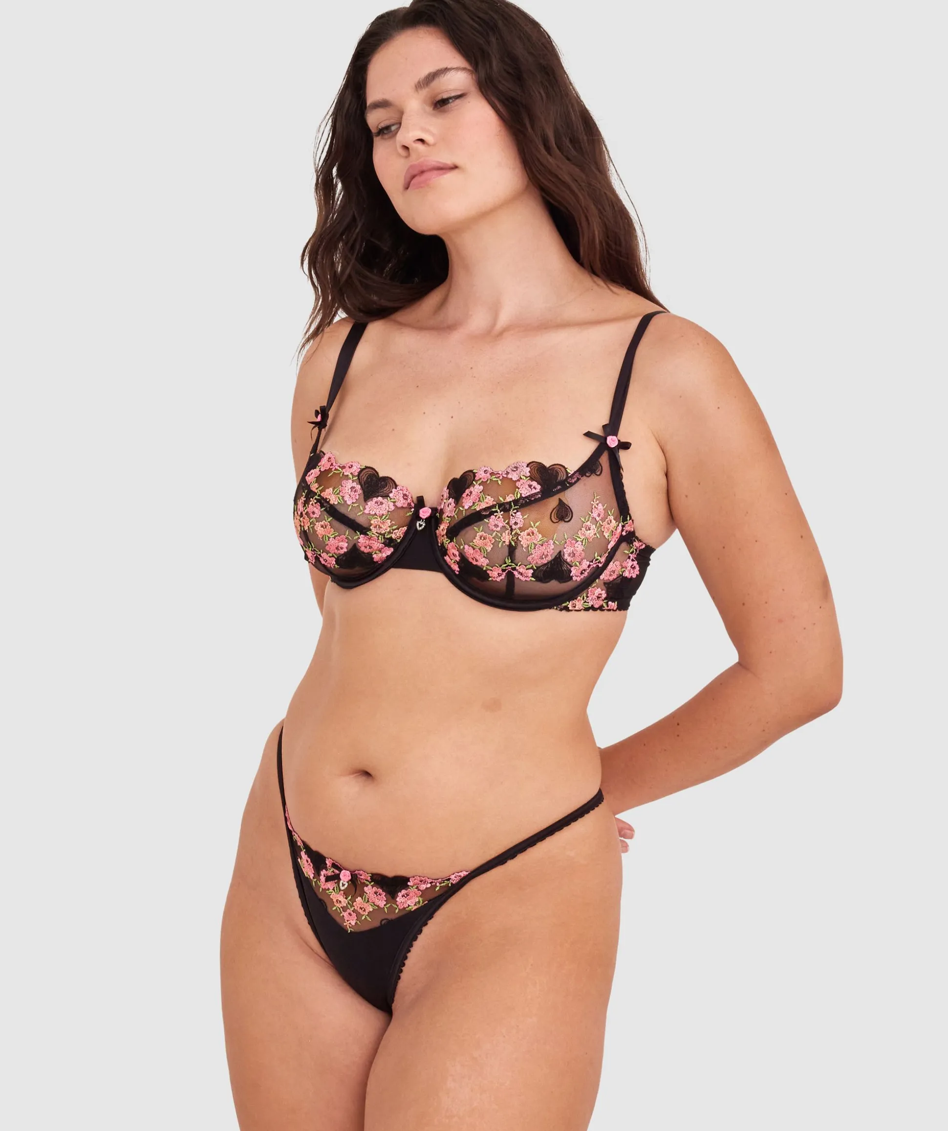 Enchanted Late Night Lovers High Leg String-Black / Multi