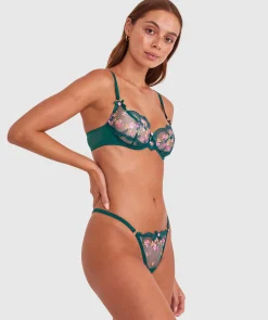 Enchanted Margaux High Leg String - Dark Green/ Multicolour