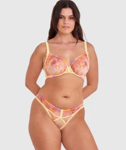 Enchanted Mi Amor High Leg Brazilian Knicker - Yellow/ Multicolour