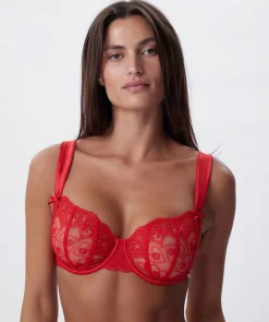 Enchanted Racing Hearts Balconette Bra - Red