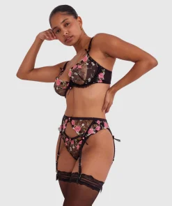 Enchanted True Love Suspender - Black/Multicolour