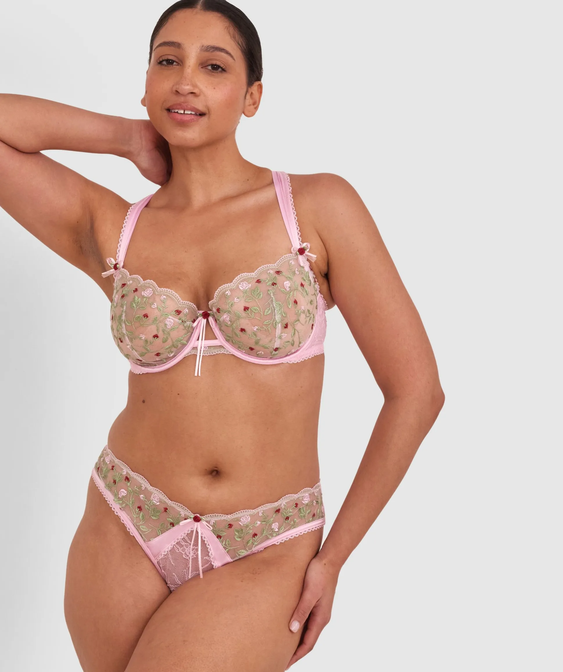 Enchanted Willow High Leg Brazilian Knicker - Pink