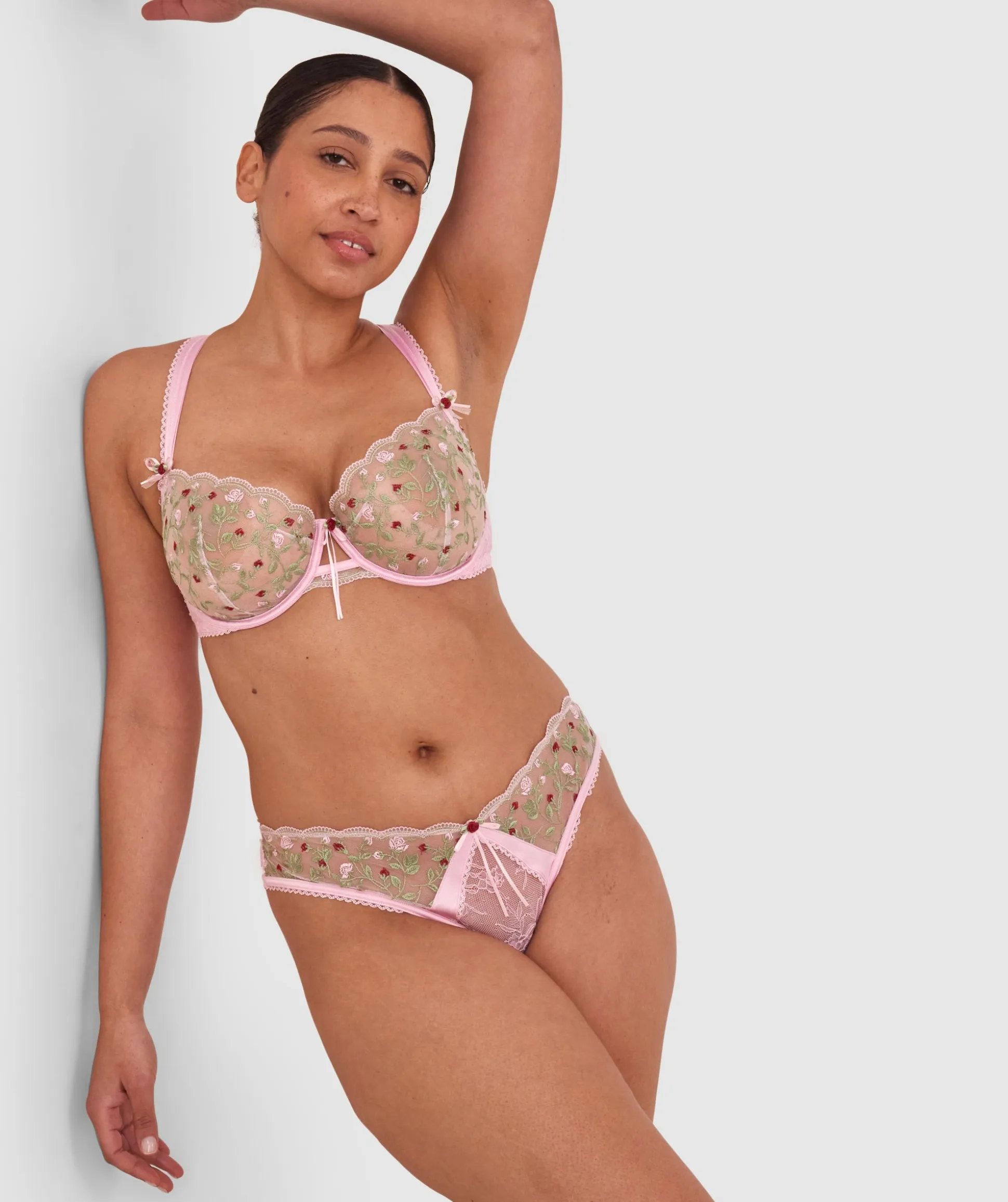 Enchanted Willow High Leg Brazilian Knicker - Pink