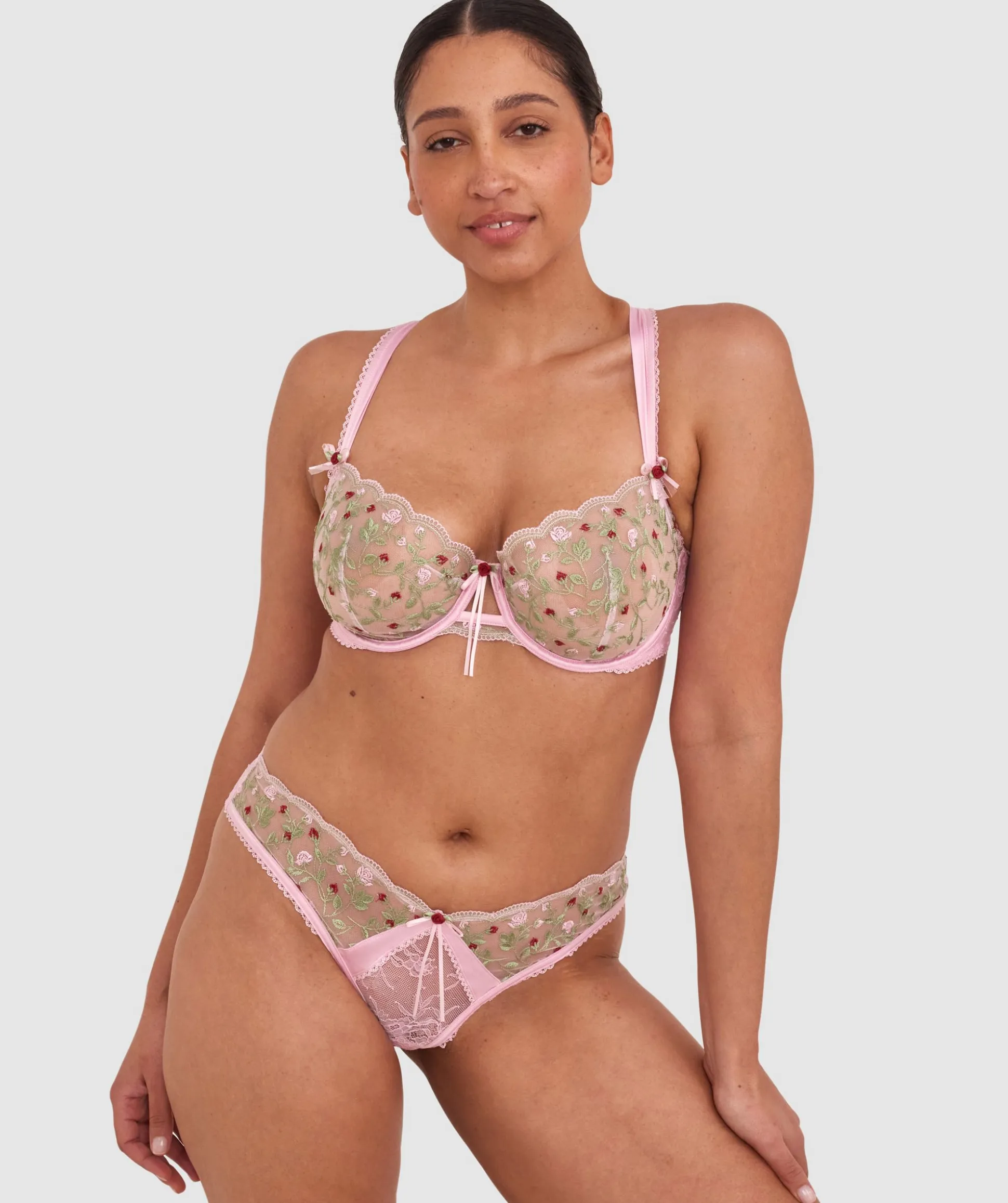 Enchanted Willow High Leg Brazilian Knicker - Pink