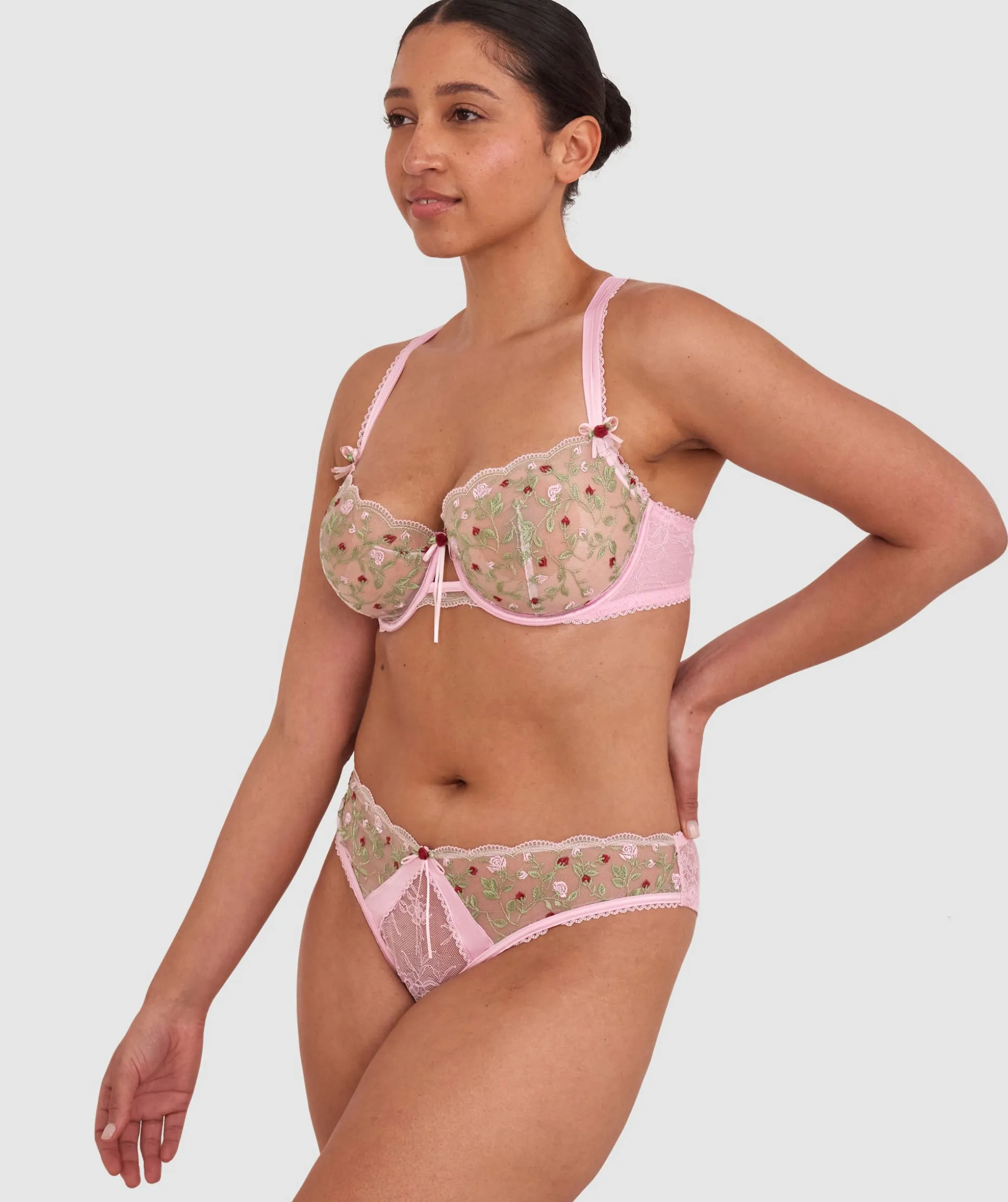 Enchanted Willow High Leg Brazilian Knicker - Pink