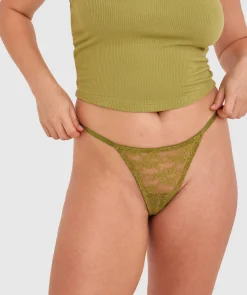 Evelyn Hi Leg String - Khaki