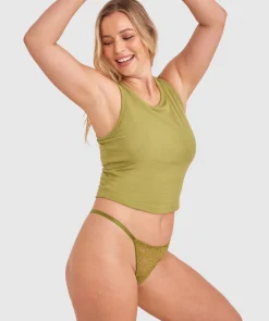 Evelyn Hi Leg String - Khaki