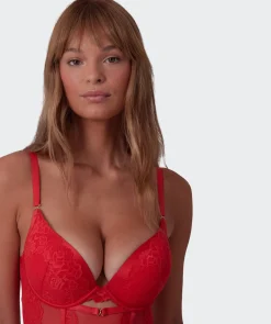Imogen Push Up Bodysuit - Light Red