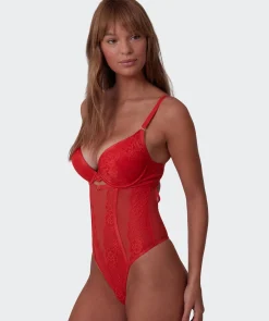Imogen Push Up Bodysuit - Light Red