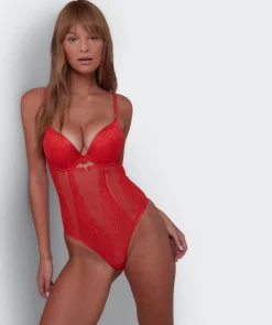 Imogen Push Up Bodysuit - Light Red