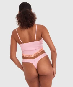 Indy High Leg G String - Pink/Light Orange