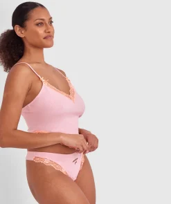 Indy High Leg G String - Pink/Light Orange