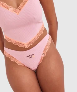 Indy High Leg G String - Pink/Light Orange