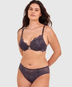 Ingrid High Waist Brazilian Knicker - Dark Grey