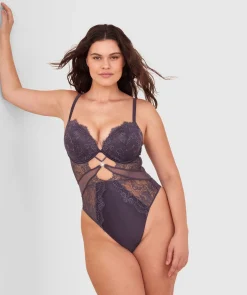 Ingrid Push Up Bodysuit - Dark Grey