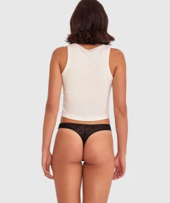 Kitty High Leg G String - Black/Print