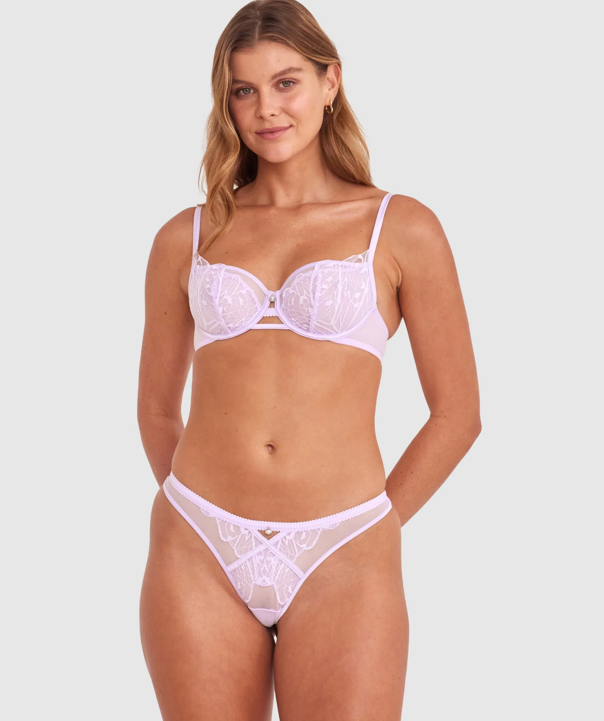 Leora High Leg G String - Lilac