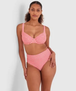 Maddison High Waist Bikini Bottom - Print Check