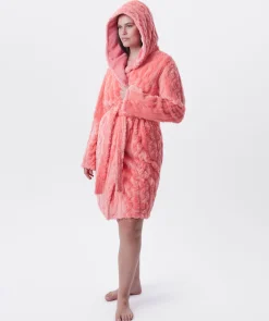 Maxine Short Hooded Gown - Dark Coral