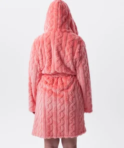 Maxine Short Hooded Gown - Dark Coral