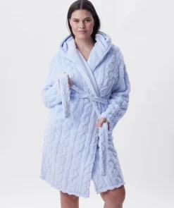 Maxine Short Hooded Gown - Light Blue