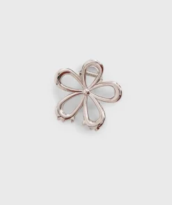 Metal Flower Hair Clip - Silver